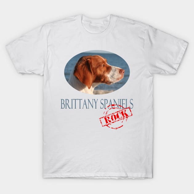 Brittany Spaniels Rock! T-Shirt by Naves